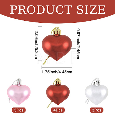 10Pcs 3 Styles Plastic Heart Pendant Decorations AJEW-FS0001-48-1