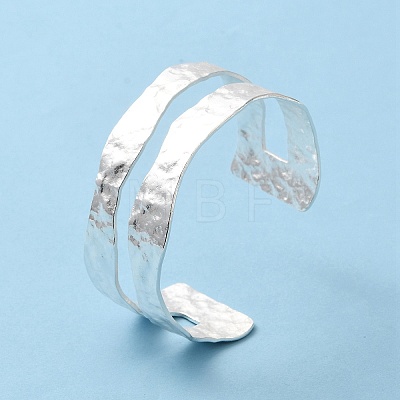 Rack Plating Brass Open Cuff Bangle for Women BJEW-A137-01S-1