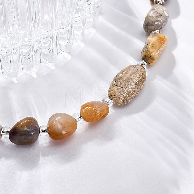 Natural Fossil Coral Beaded Bracelets for Women G-P563-07P-02-1