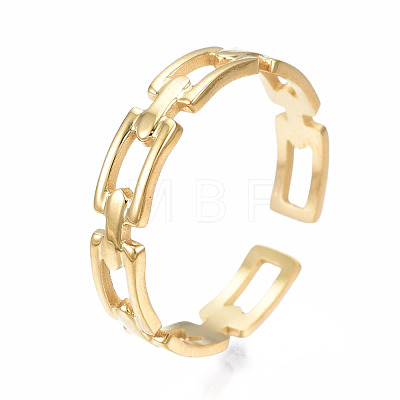 304 Stainless Steel Rectangle Wrap Open Cuff Ring RJEW-T023-70G-1