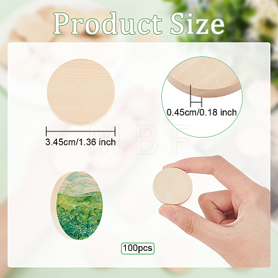 Flat Round Wooden Cabochons WOOD-WH0024-111-1