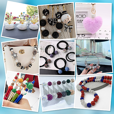100Pcs Polymer Clay Pave Rhinestone Beads RB-PH0001-38A-1
