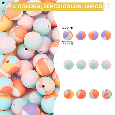 60Pcs 3 Colors Silicone Beads SIL-CA0001-10-1