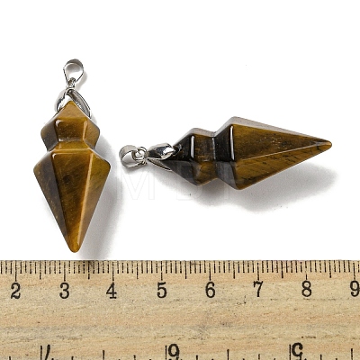 Natural Tiger Eye Pointed Pendants G-F766-08AS-07-1