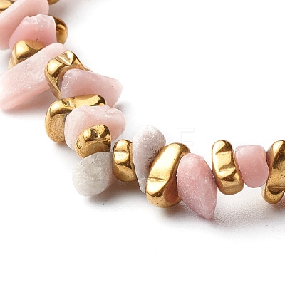 Natural Pink Opal Chip Beads Stretch Bracelets BJEW-JB06599-03-1