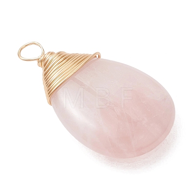 Natural Rose Quartz Pendants PALLOY-JF05086-01-1