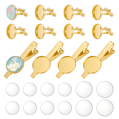 DIY Brass Cufflinks & Tie Clip Making Kits DIY-PH0035-72B-1