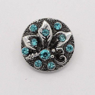 Antique Silver Zinc Alloy Rhinestone Buttons SNAP-M003-23-1