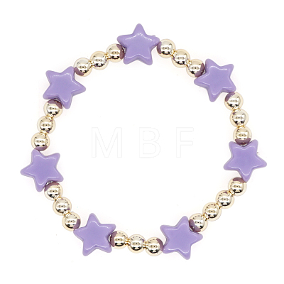 Acrylic Star Beaded Stretch Bracelet for Women BJEW-BB727272866-B-1