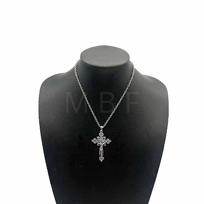 Vintage Zinc Alloy Cross Pendant Necklace for Men Women IU0764-1-1