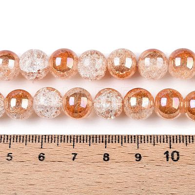 Electroplated Crackle Glass Beads Strands EGLA-N014-10mm-01-1