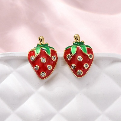 Brass Micro Pave Cubic Zirconia Stud Earrings EJEW-D322-05G-01-1