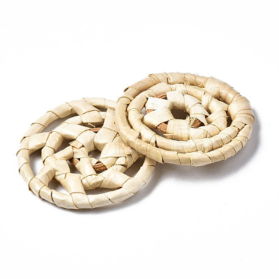 Handmade Reed Cane/Rattan Woven Beads WOVE-S119-21-1