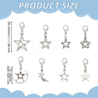 32Pcs 8 Colors Alloy Pendant Decorations HJEW-GO00263-1