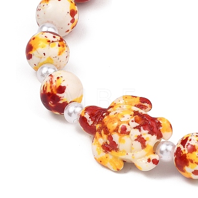 Dyed Synthetic Turquoise & ABS Plastic Imitation Pearl Beads Stretch Bracelets for Women BJEW-JB13641-1