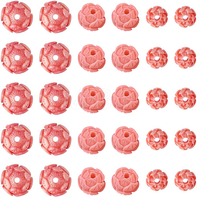 100Pcs 3 Styles Synthetic Coral Dyed Carved Beads SHEL-SC0002-10-1
