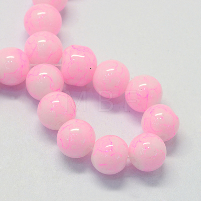 Baking Painted Glass Round Bead Strands X-DGLA-Q019-8mm-43-1