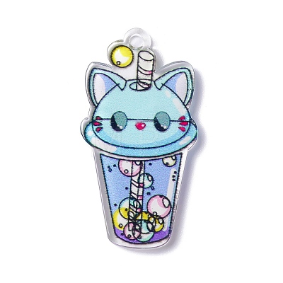 Transparent Printed Acrylic Pendants TACR-G042-01E-1