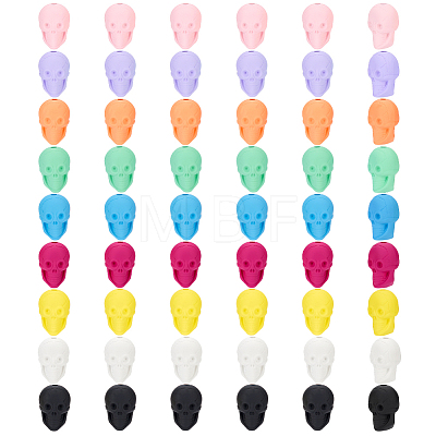 54Pcs 9 Colors Rubberized Style Opaque Acrylic Beads SACR-PH0002-38-1