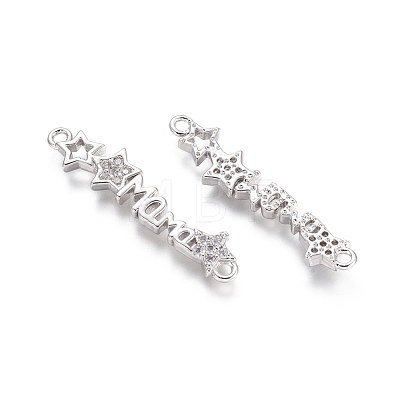 Brass Micro Pave Clear Cubic Zirconia Links connectors ZIRC-G152-15P-1