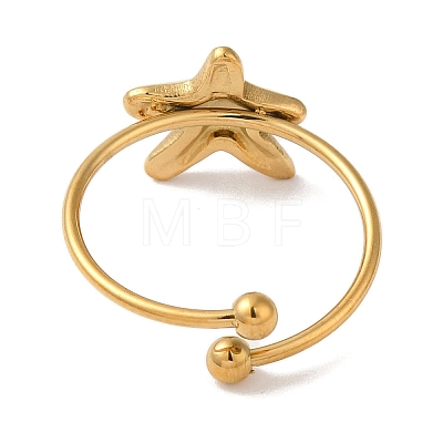 Ion Plating (IP) 304 Stainless Steel Starfish Open Cuff Rings for Women RJEW-M167-08C-G-1