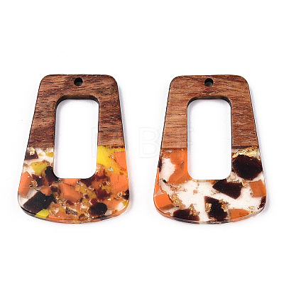 Transparent Resin & Walnut Wood Pendants RESI-TAC0017-72-A03-1