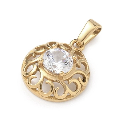 304 Stainless Steel Rhinestone Pendants STAS-A140-05C-G-1