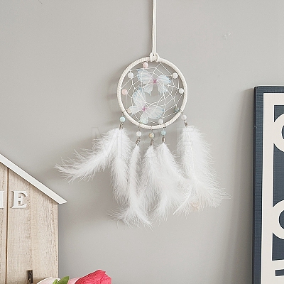 Cotton Woven Net/Web with Feather Hanging Decorations PW-WG3671F-03-1