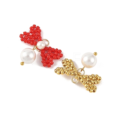 Glass Seed Bead Pendants PALLOY-MZ01383-1