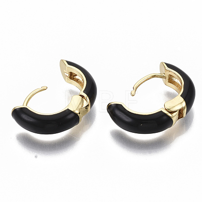 Brass Huggie Hoop Earrings EJEW-S209-01A-1