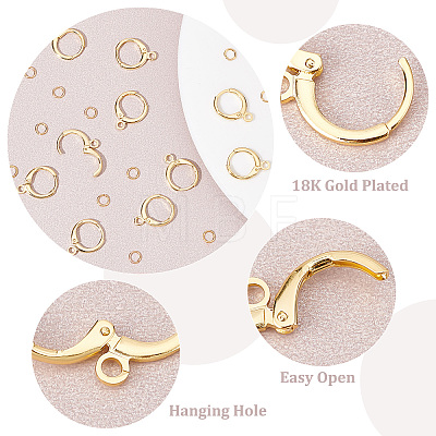 10 Pairs Brass Horizontal Loops Huggie Hoop Earring Findings KK-CN0001-83-1