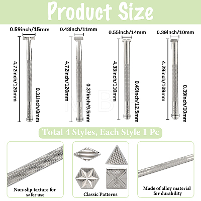 4Pcs 4 Styles DIY Alloy Leather Carving Embossing Tool FIND-BBC0004-28-1