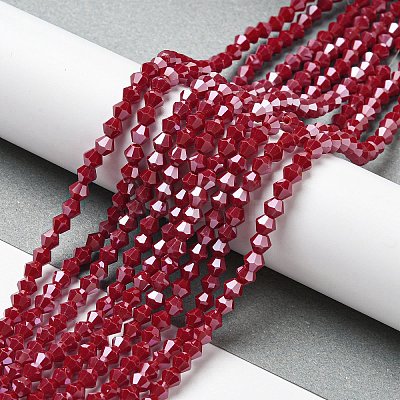 Opaque Solid Color Electroplate Glass Beads Strands EGLA-A039-P4mm-A01-1