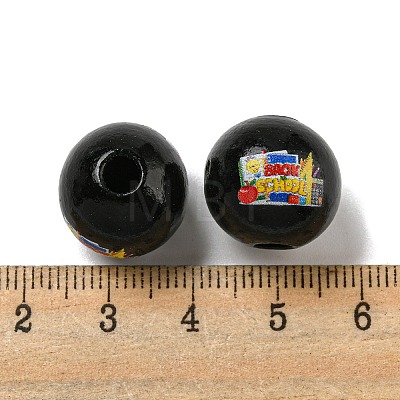 Printed Wood European Beads WOOD-L020-D05-1