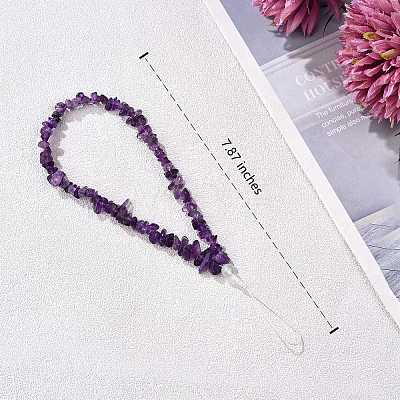 Natural Amethyst Chips Cell Phone Lanyard Wrist Strap HJEW-SW00018-02-1