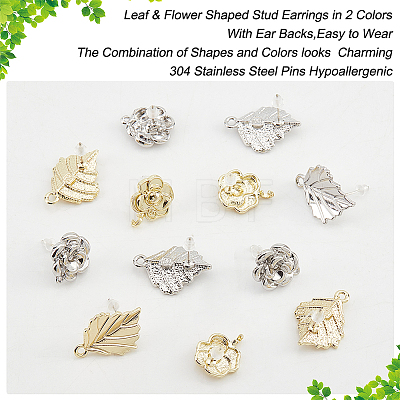 32Pcs 4 Style Alloy Stud Earring Findings FIND-DC0001-98-1