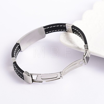 Trendy Unisex PU Leather Cord Bracelets BJEW-E260-05P-1