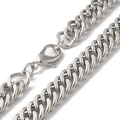Iron Cuban Link Chain Necklaces for Women Men NJEW-A028-01A-P-1