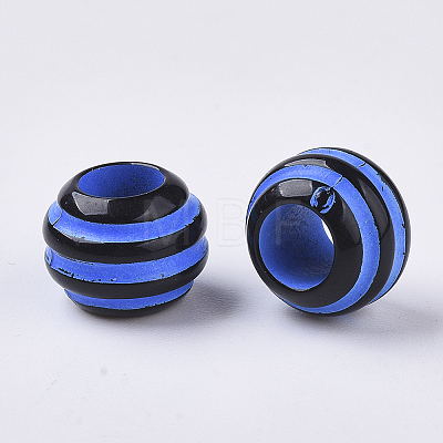Spray Painted Stripe Opaque Acrylic European Beads SACR-S303-002A-01-1