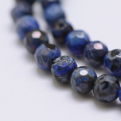 Faceted Natural Fire Crackle Agate Beads Strands X-G-F447-4mm-A19-1