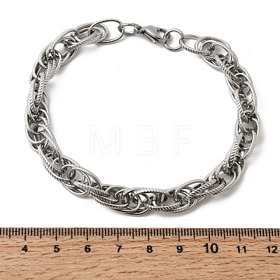 201 Stainless Steel Rope Chain Bracelets for Men STAS-T077-10P-1