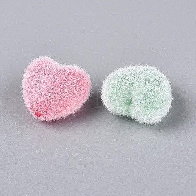 Flocking Opaque Acrylic Heart Beads OACR-T030-09M-1