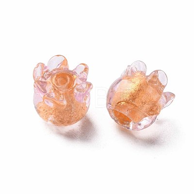 Handmade Gold Foil Lampwork Beads FOIL-T004-04D-1