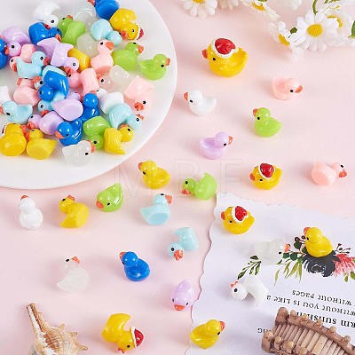 80 Pcs Tiny Ducks Mini Resin Duck Colorful Mini Duck Bulk Fairy Tale Garden Animal Sculpture Resin Duck Image for Miniature Landscape JX344A-1