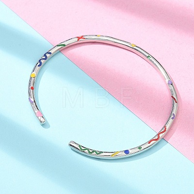 Brass Open Cuff Bangles for Women BJEW-G736-12P-03-1