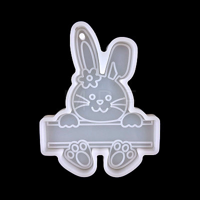 Rabbit with Word Rose Silicone Pendant Molds EAER-PW0001-032B-1