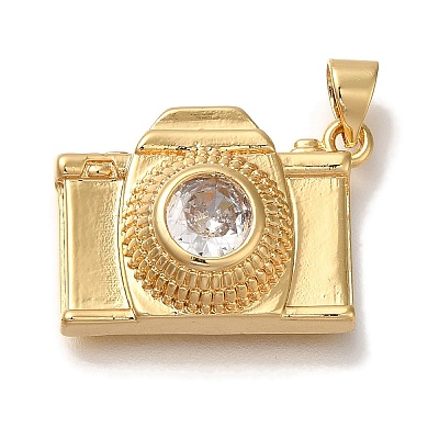 Rack Plating Brass Micro Pave Cubic Zirconia Pendants X-KK-I720-21G-1