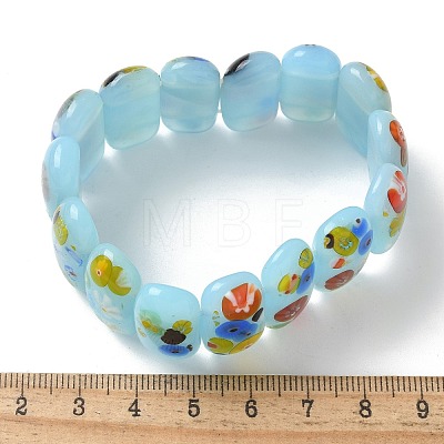 Handmade Millefiori Lampwork Beaded Stretch Bracelets for Men Women BJEW-G738-01C-04-1