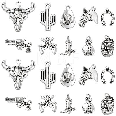 100 pcs 10 Style Tibetan Style Alloy Pendants TIBEP-CJ0001-32-1