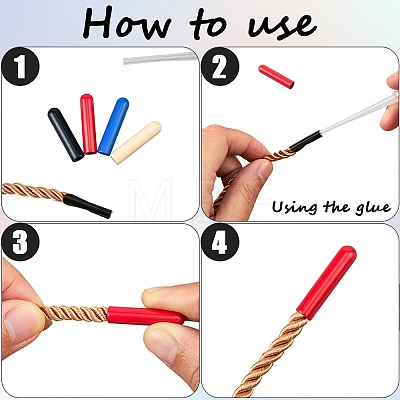 40Pcs 4 Colors Alloy Cord End FIND-GF0008-47A-1